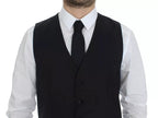 Dolce & Gabbana Black Wool Silk Dress Gilet Jacket Vest