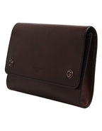 Dolce & Gabbana Brown Leather Logo Embossed Crossbody Bag