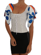 Dolce & Gabbana White Polka Silk Corset Bustier Top