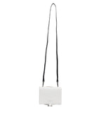 Dolce & Gabbana White Blue Leather Bifold Crossbody Sling Wallet