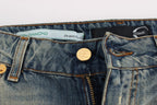 Cavalli Blue Cotton Low Waist Jeans