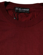 Dolce & Gabbana Maroon Cashmere Crew Neck Pullover Sweater