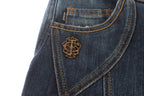 Cavalli Blue Cotton Stretch Low Waist Jeans