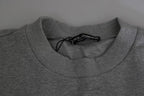 Dolce & Gabbana Gray Crown King Print Cotton Pullover Sweater