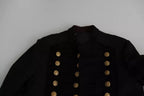 Dolce & Gabbana Black Button Embellished Military Jacket