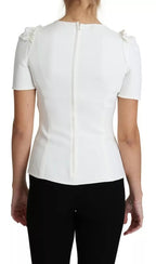 Dolce & Gabbana White Viscose Stretch Short Sleeves Blouse Top