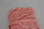 Dolce & Gabbana Pink Silk Stretch Strapless Sheath Midi Dress