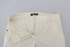 Dolce & Gabbana White High Waist Tapered Wool Pants