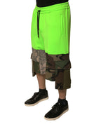 Dolce & Gabbana Green Patchwork Cargo Bermuda Shorts