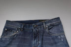 Dolce & Gabbana Blue Tattered Cotton Stretch Skinny Denim Jeans