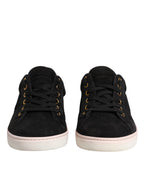 Dolce & Gabbana Black Logo Suede Leather Men Sneakers Shoes