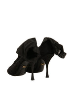 Dolce & Gabbana Black Silk Mesh Sock Style Heels Boots Shoes