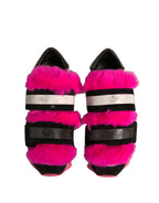 Dolce & Gabbana Black Pink Fur Embellished Sneakers Shoes