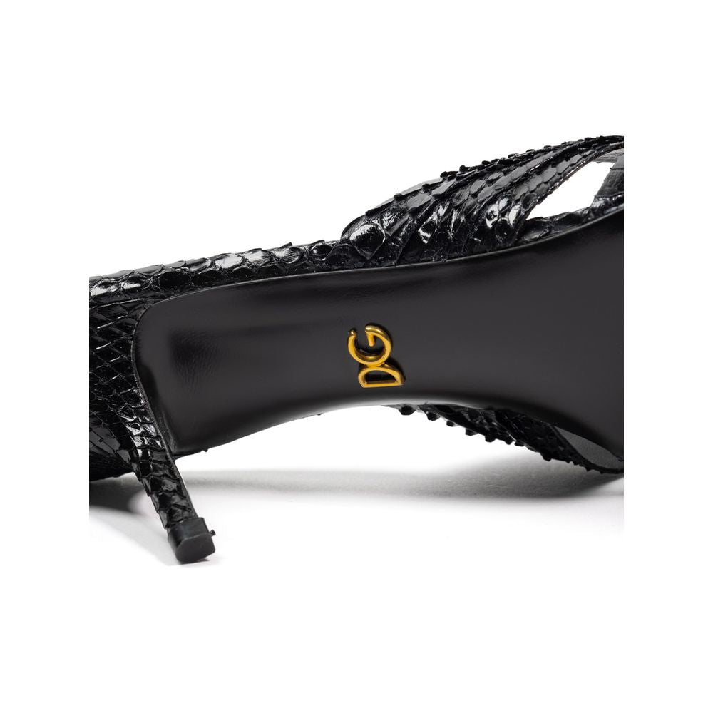 Dolce & Gabbana Black Snake Skin  Platform Sandals