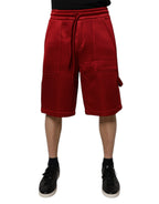 Dolce & Gabbana Maroon Viscose Nylon Mid Waist Bermuda Shorts