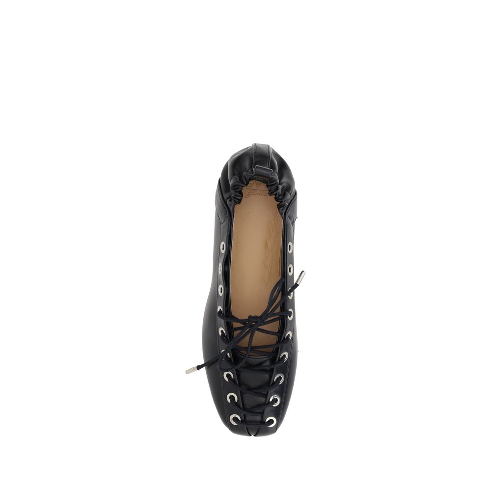 Ganni Black Polyethylene Ballet Flats