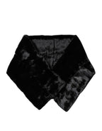 Dolce & Gabbana Black Fur Shawl Neck Wrap Cover Collar Scarf