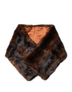 Dolce & Gabbana Black Brown Stripe Fur Shawl Wrap Scarf