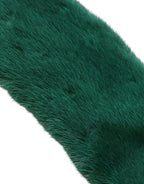 Dolce & Gabbana Green Mink Fur Collar Women Neck Wrap Scarf