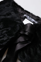 Dolce & Gabbana Black Lamb Fur Women Neck Warmer Winter Scarf