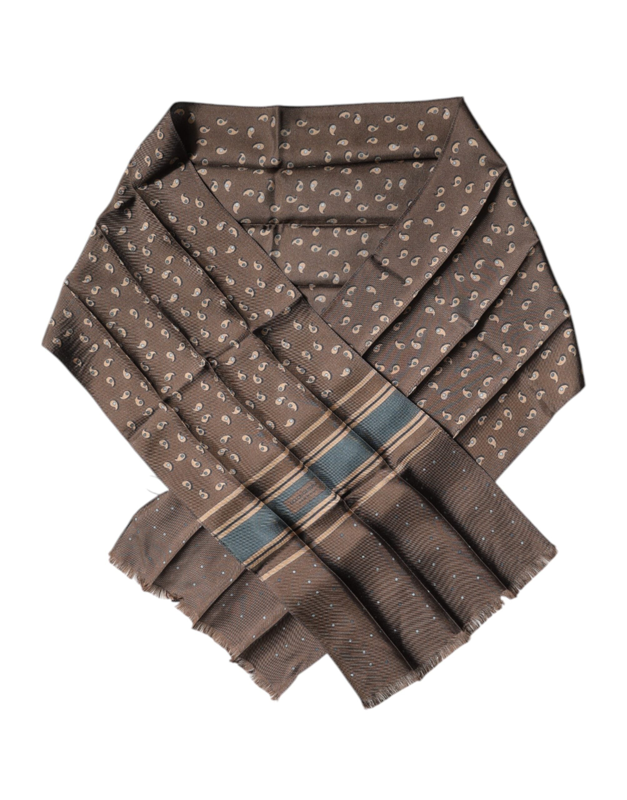 Dolce & Gabbana Brown Fantasy Silk Neck Wrap Shawl Scarf