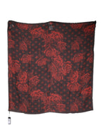 Dolce & Gabbana Black Red Floral Modal Wrap Shawl Scarf