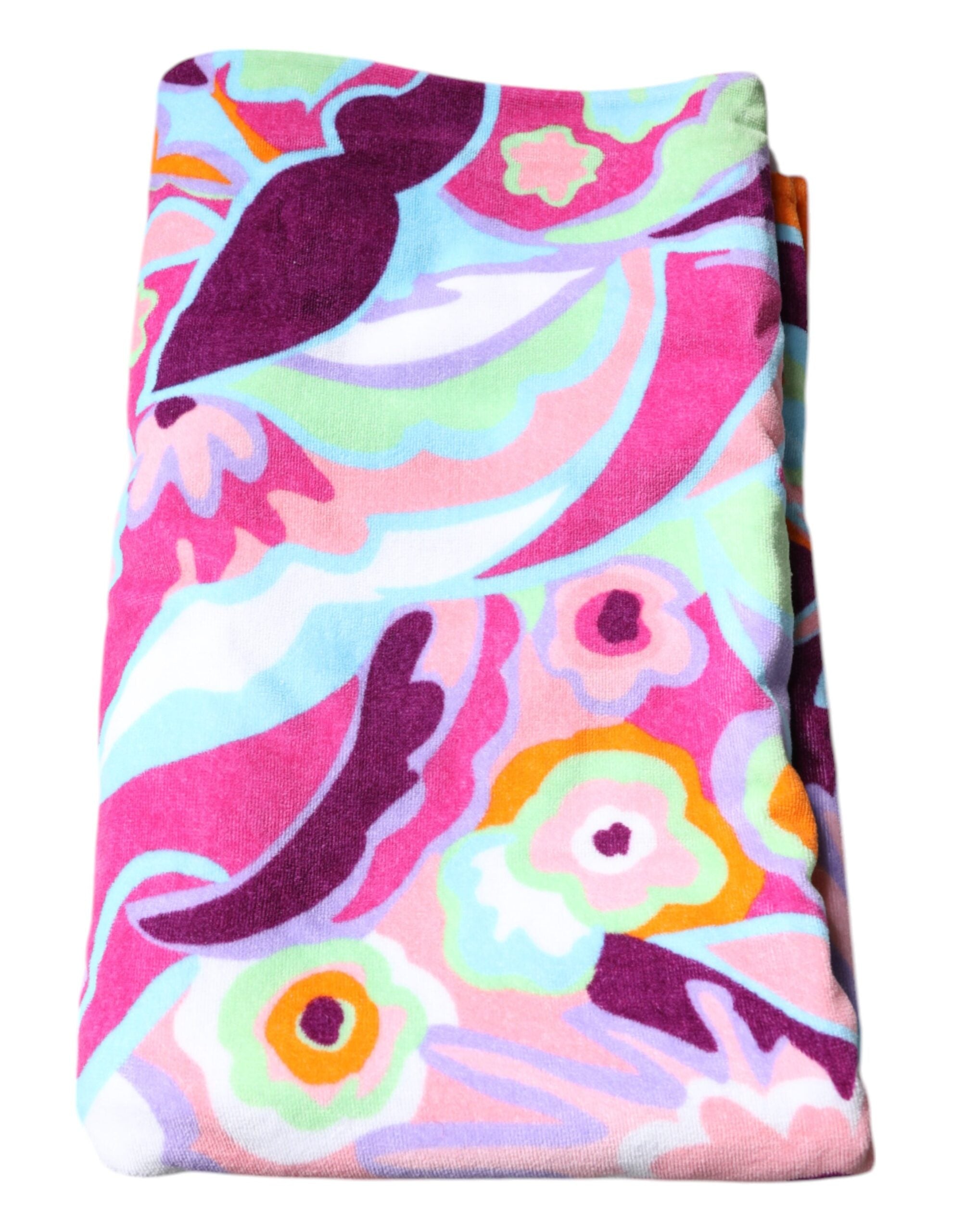 Dolce & Gabbana Multicolor Floral Print Cotton Beach Towel