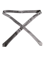 Dolce & Gabbana Metallic Silver Silk Adjustable Necktie Tie