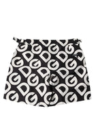 Dolce & Gabbana Black White Logo Beachwear Shorts Swimwear