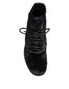 Dolce & Gabbana Black Pony Style Leather Mid Calf Boots Shoes