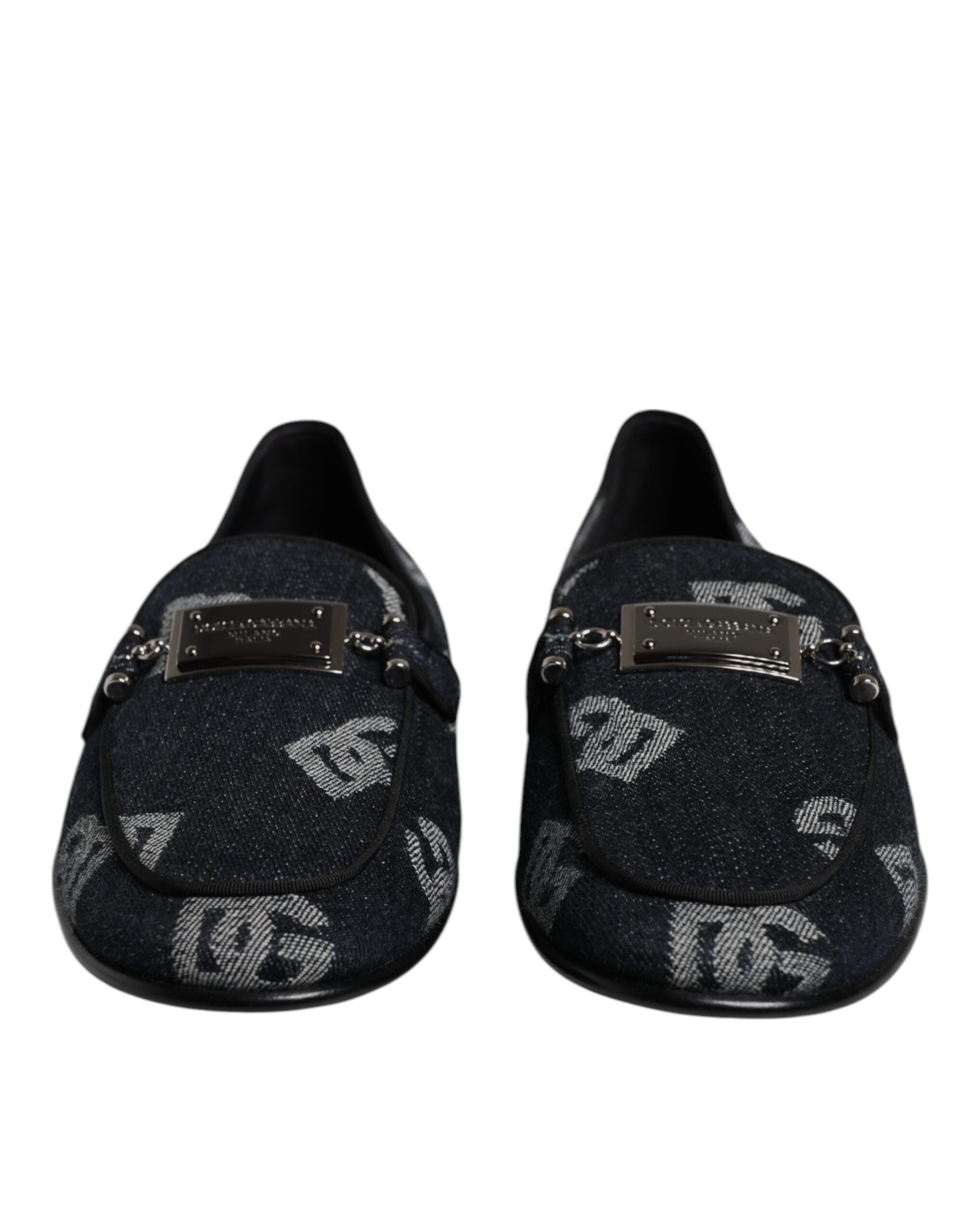 Dolce & Gabbana Black Logo Cotton Loafers Formal Dress Shoes