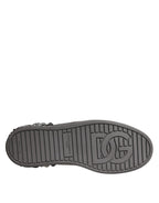 Dolce & Gabbana White Silver Crystal Logo Portofino Sneakers Shoes