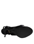 Dolce & Gabbana Black Tulle Stretch Heels Sandals Shoes