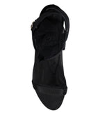 Dolce & Gabbana Black Tulle Stretch Heels Sandals Shoes