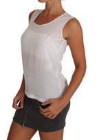Dolce & Gabbana White Silk A-line Sleeveless Blouse T-Shirt Top