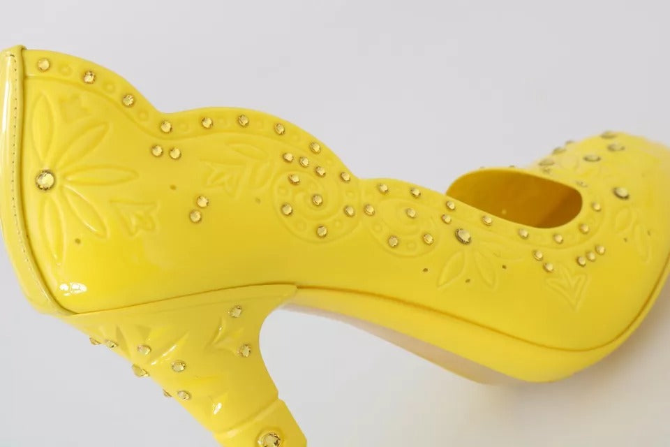 Dolce & Gabbana Yellow Crystal Heels CINDERELLA Shoes
