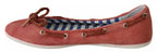 Pantofola D'Oro Scarlet Red Blue Stripe Flat Slip-On Shoes