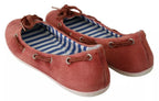 Pantofola D'Oro Scarlet Red Blue Stripe Flat Slip-On Shoes