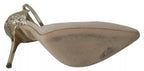 Elisabetta Franchi Beige Linen Ankle Strap High Heels Shoes