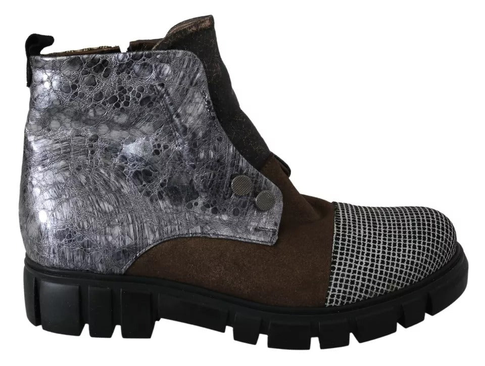 EBARRITO Multicolor Leather Suede Zipper Ankle Boots Shoes