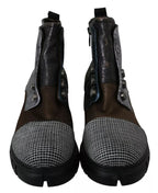 EBARRITO Multicolor Leather Suede Zipper Ankle Boots Shoes