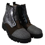 EBARRITO Multicolor Leather Suede Zipper Ankle Boots Shoes