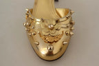 Dolce & Gabbana Gold Studs Vally Slingback Sandals Shoes