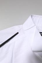 Dolce & Gabbana White GOLD CottonPoplin Bib Formal Dress Shirt