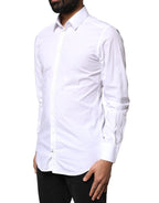 Dolce & Gabbana White GOLD Cotton Long Sleeves Men Dress Shirt