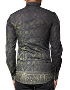 Dolce & Gabbana Black Royal Pet Portrait GOLD Dress Shirt