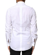 Dolce & Gabbana White Cotton Peacock Feather GOLD Formal Shirt