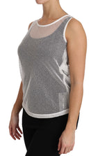 Dolce & Gabbana White Net  Transparent Sleeveless Tank Top