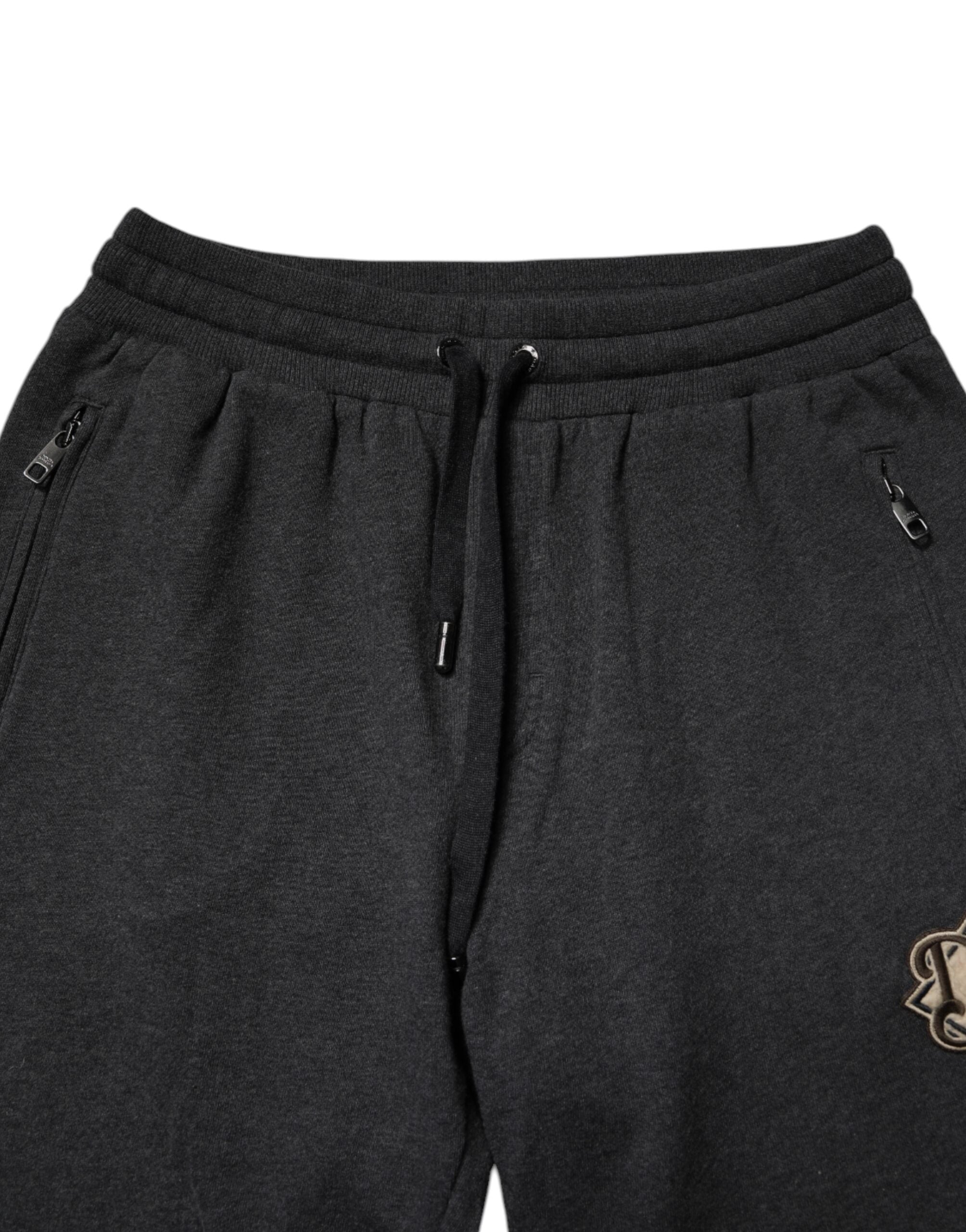 Dolce & Gabbana Dark Gray Logo Cotton Jogger Sweatpants Pants