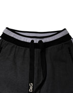 Dolce & Gabbana Black Gray Cotton Layered Men Sweatpants Pants